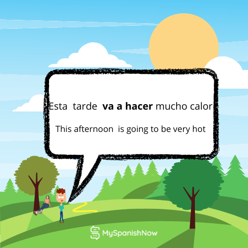 Example of the verb ir in the future: Esta tarde va a hacer mucho calor